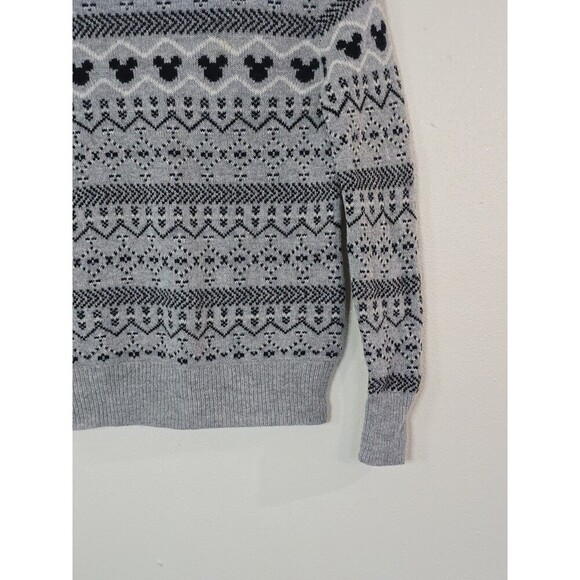 Uniqlo Disney Crewneck Gray Stripe Sweater Wool Mickey Mouse Print Size XS - Picture 6 of 10
